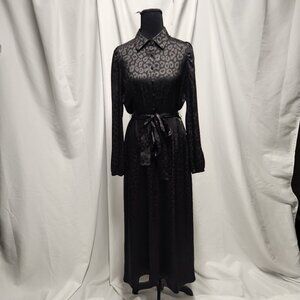 The Limited Black Leopard Jacquard Midi Shirt Dress – Size Small